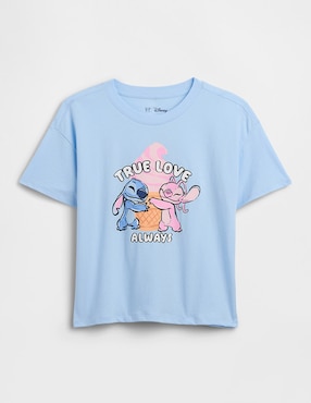Playera Disney Stitch y Ángel manga corta para niña