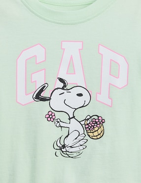 Playera Snoopy Peanuts manga corta para niña