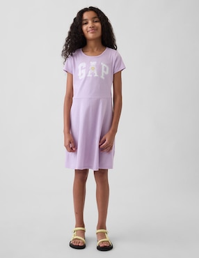 Vestido manga regular para niña