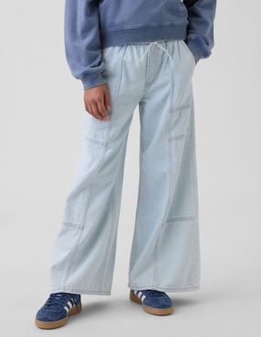 Jeans baggy lavado claro para niña
