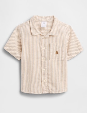 Camisa casual de lino manga corta para niño
