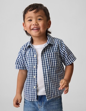 Camisa casual de algodón manga corta para bebé niño