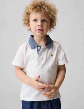 Playera tipo polo de algodón para niño