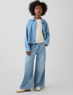 Jeans baggy lavado claro para niña