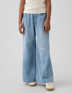 Jeans baggy lavado claro para niña
