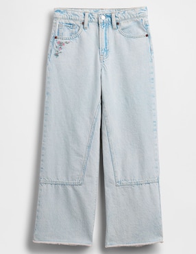 Jeans wide leg lavado claro para niña