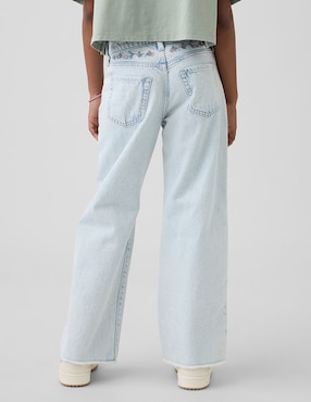 Jeans wide leg lavado claro para niña