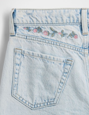 Jeans wide leg lavado claro para niña