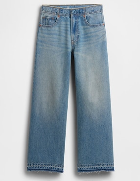 Jeans wide leg lavado medio para niña