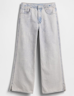 Jeans wide leg lavado bleach para niña
