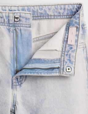 Jeans wide leg lavado bleach para niña