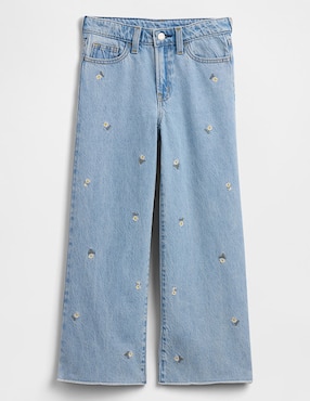 Jeans wide leg lavado medio para niña