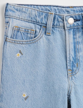Jeans wide leg lavado medio para niña
