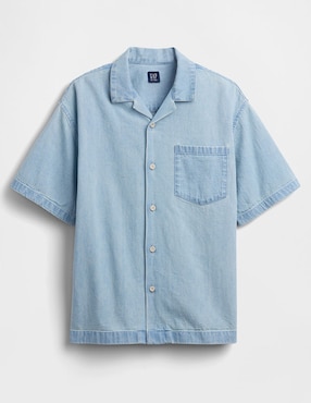 Camisa casual de mezclilla manga al codo para niño