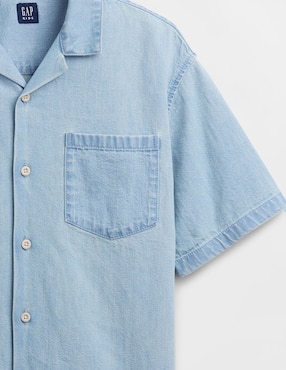 Camisa casual de mezclilla manga al codo para niño