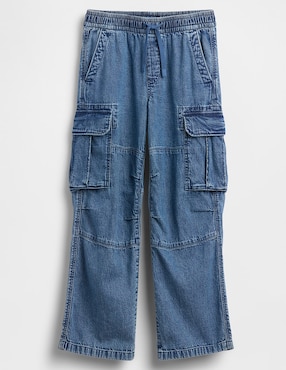 Jeans cargo straight lavado medio para niño
