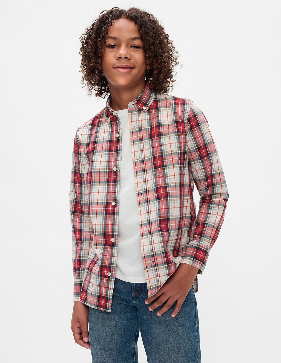 Camisa casual de algodón manga larga para niño 1