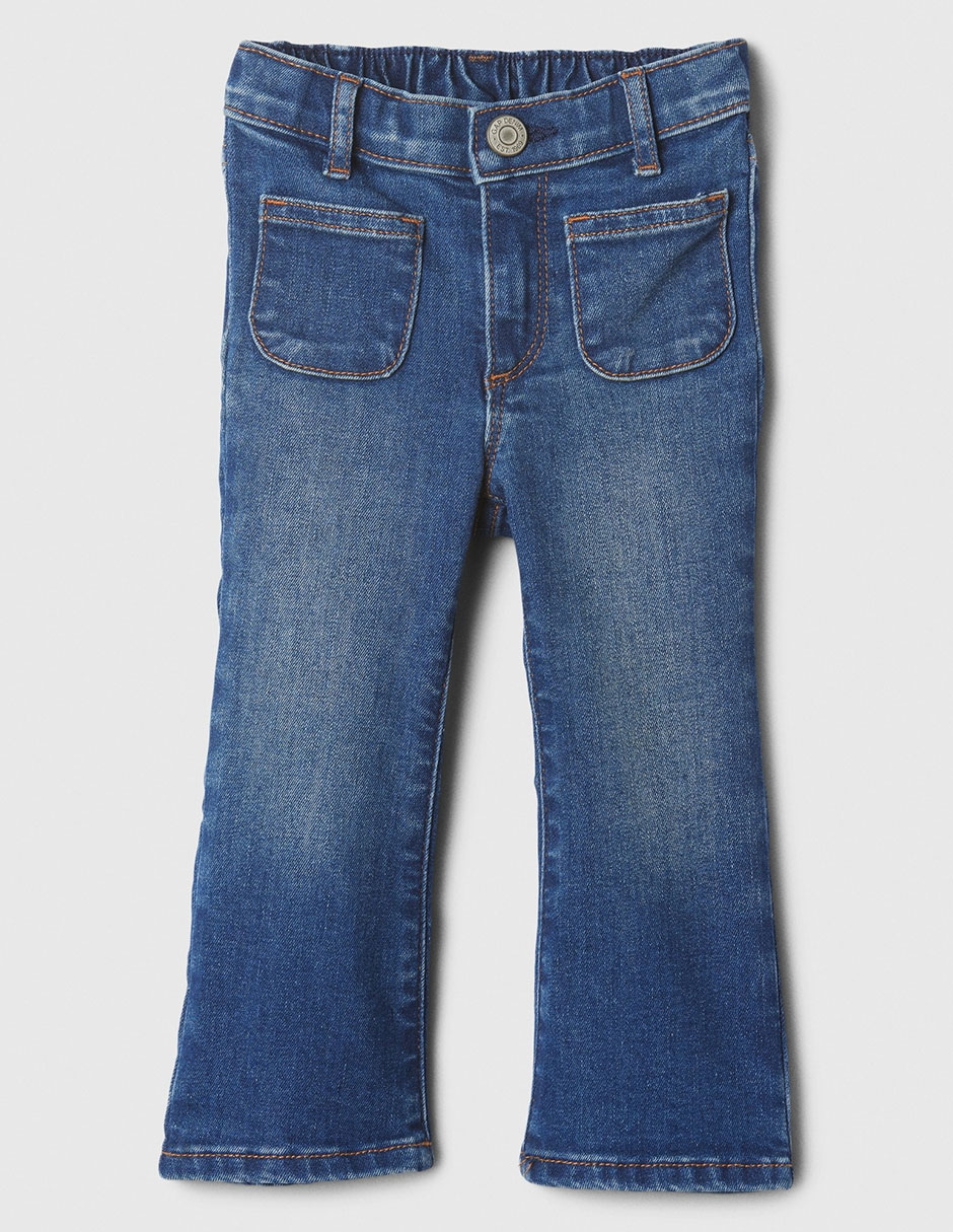 Jeans flare lavado medio para niña