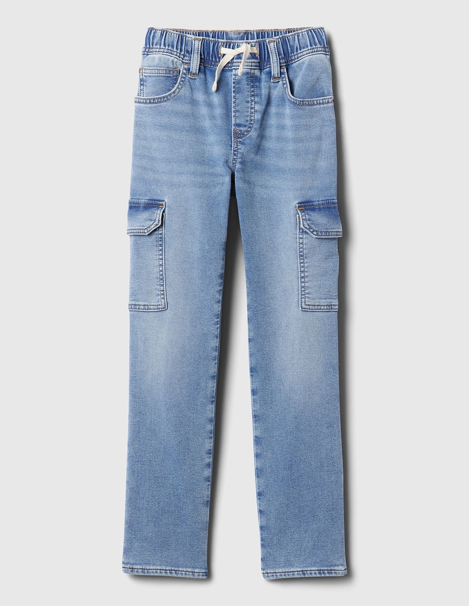 Jeans cargo slim lavado claro para niño Jeans cargo slim lavado claro para niño