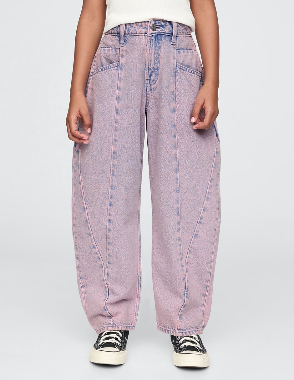 Jeans relaxed baggy lavado bitono para niña 1