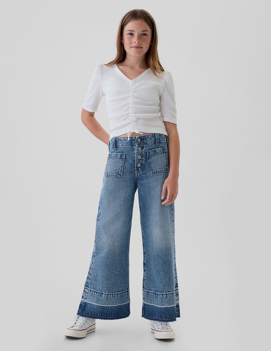 Jeans flare deslavado para niña Jeans flare deslavado para niña