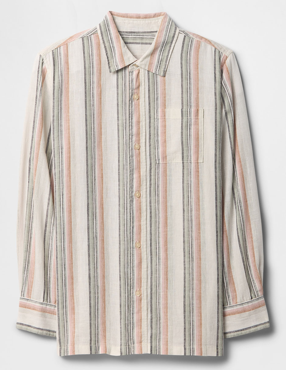 Camisa casual de lino manga larga para niño Camisa casual de lino manga larga para niño