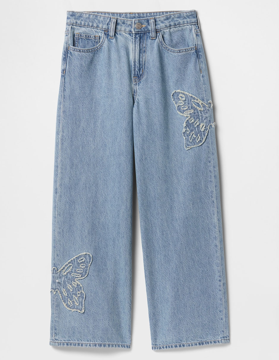 Jeans amplio lavado claro para niña 1