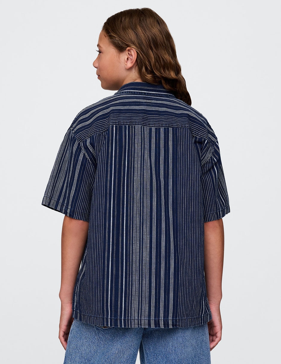 Camisa casual de algodón manga al codo para niño 3