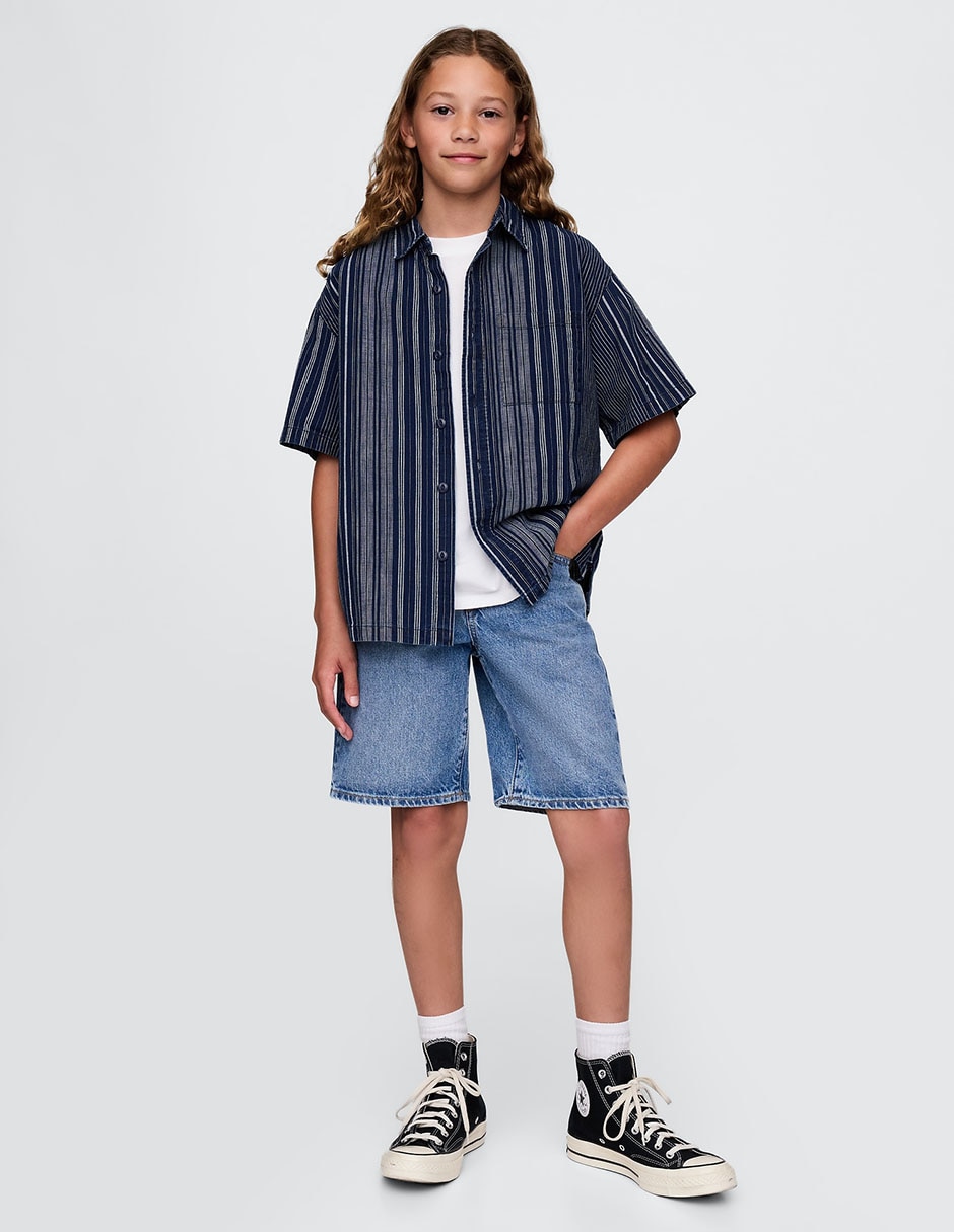 Camisa casual de algodón manga al codo para niño 4