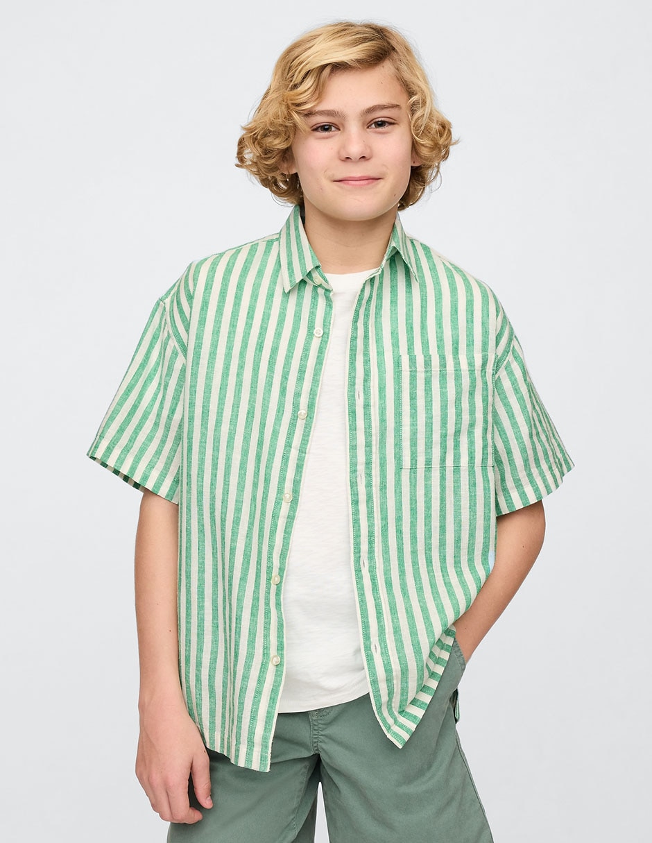 Camisa casual de algodón manga corta para niño Camisa casual de algodón manga corta para niño