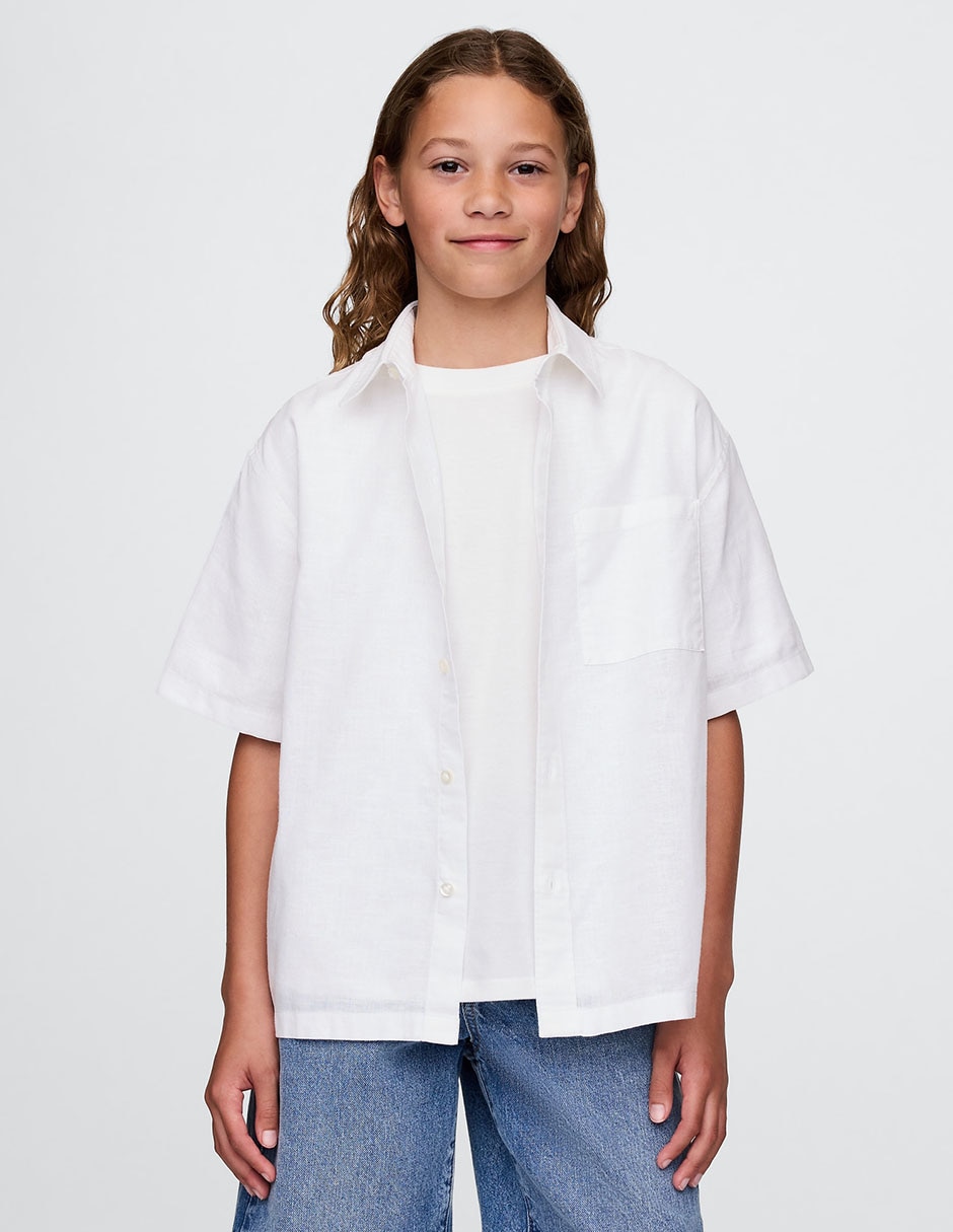 Camisa casual de algodón manga corta para niño Camisa casual de algodón manga corta para niño