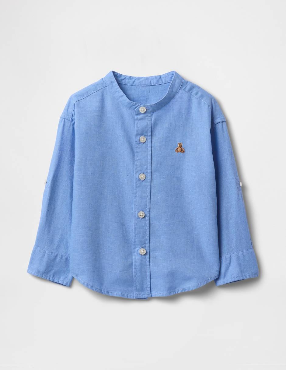 Camisa casual de lino manga larga para niño