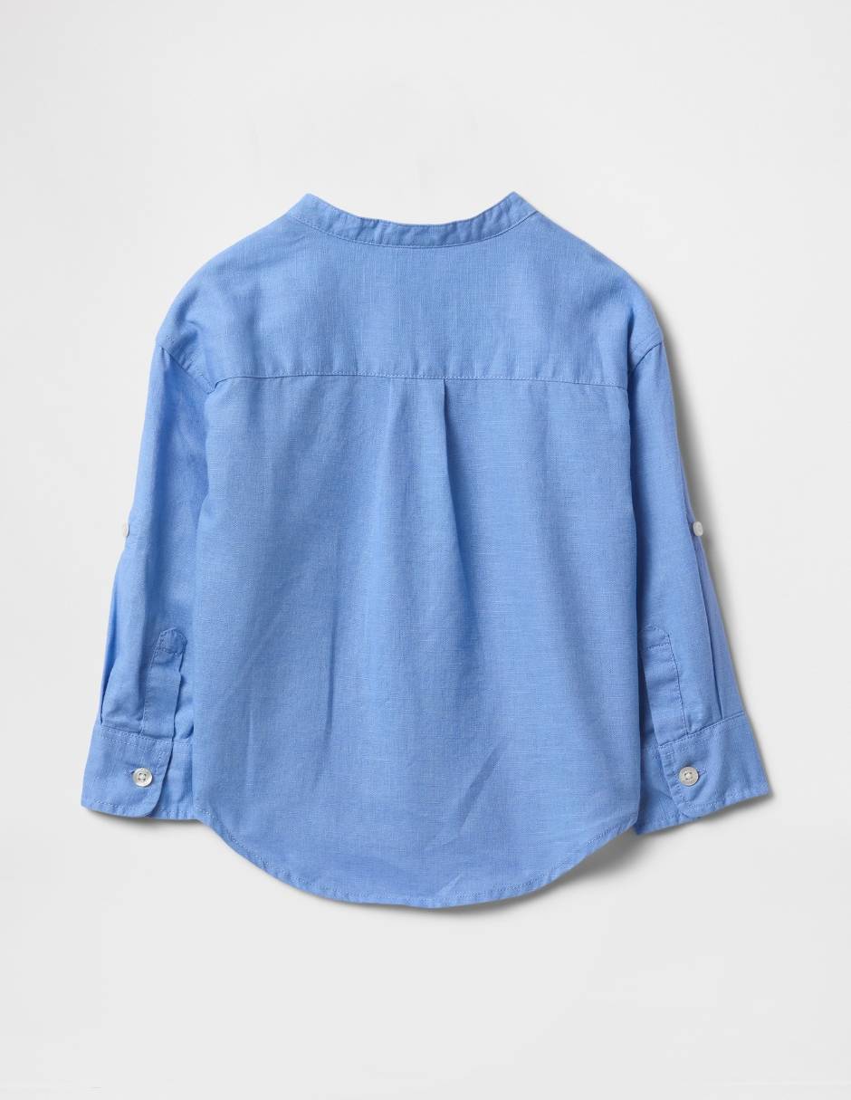 Camisa casual de lino manga larga para niño 2