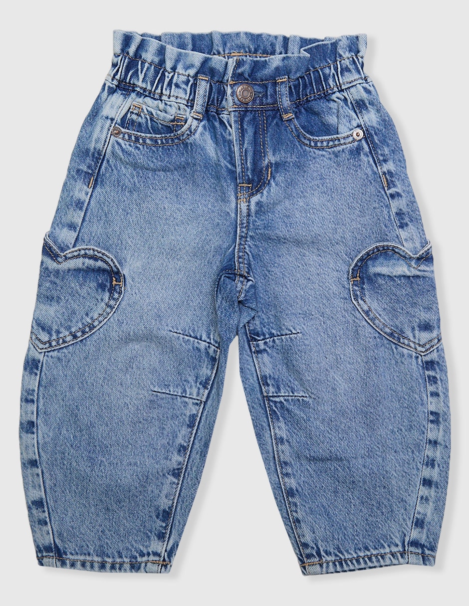 Jeans amplio lavado medio para niña Jeans amplio lavado medio para niña
