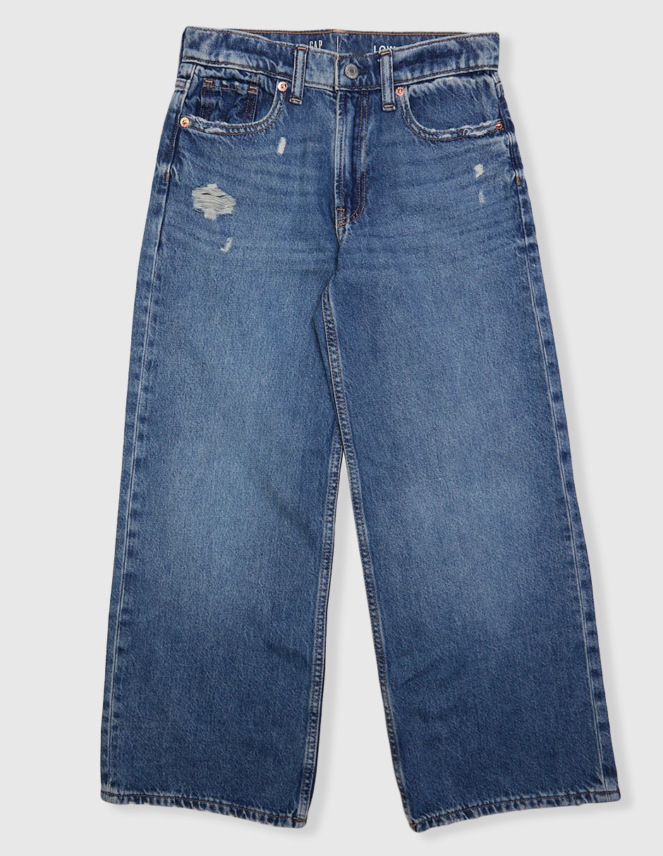 Jeans straight lavado desgastado para niña Jeans straight lavado desgastado para niña