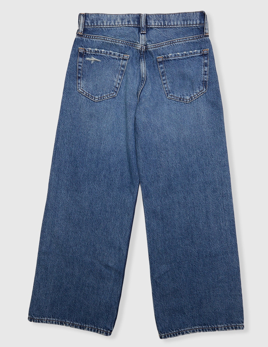 Jeans straight lavado desgastado para niña 2