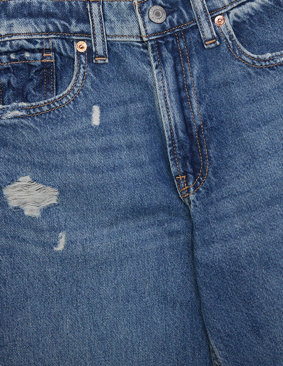 Jeans straight lavado desgastado para niña 3