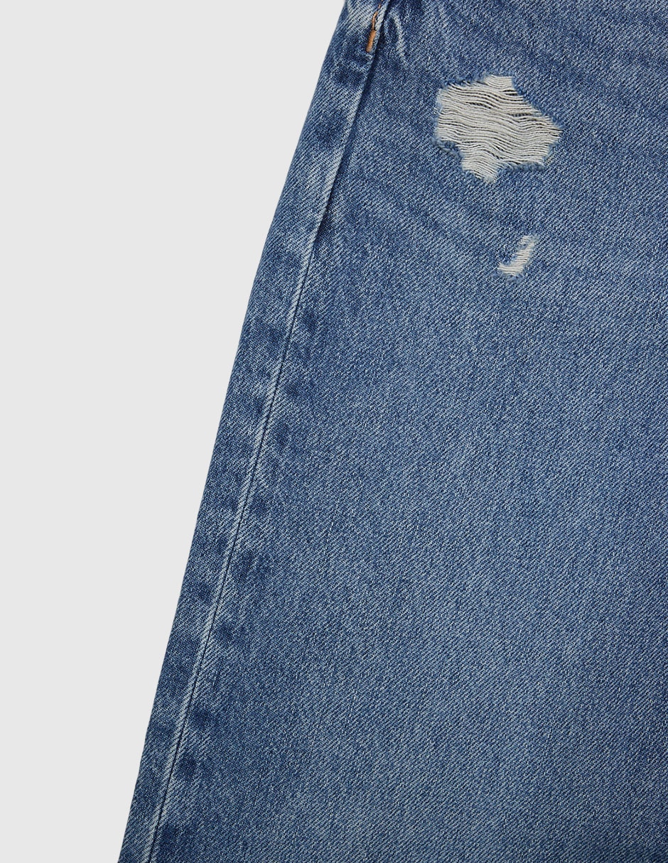 Jeans straight lavado desgastado para niña 4