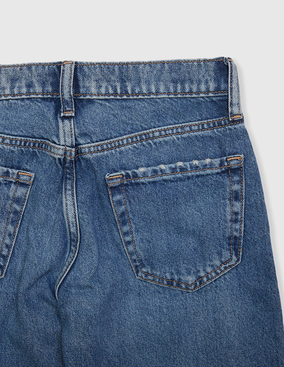 Jeans straight lavado desgastado para niña 6