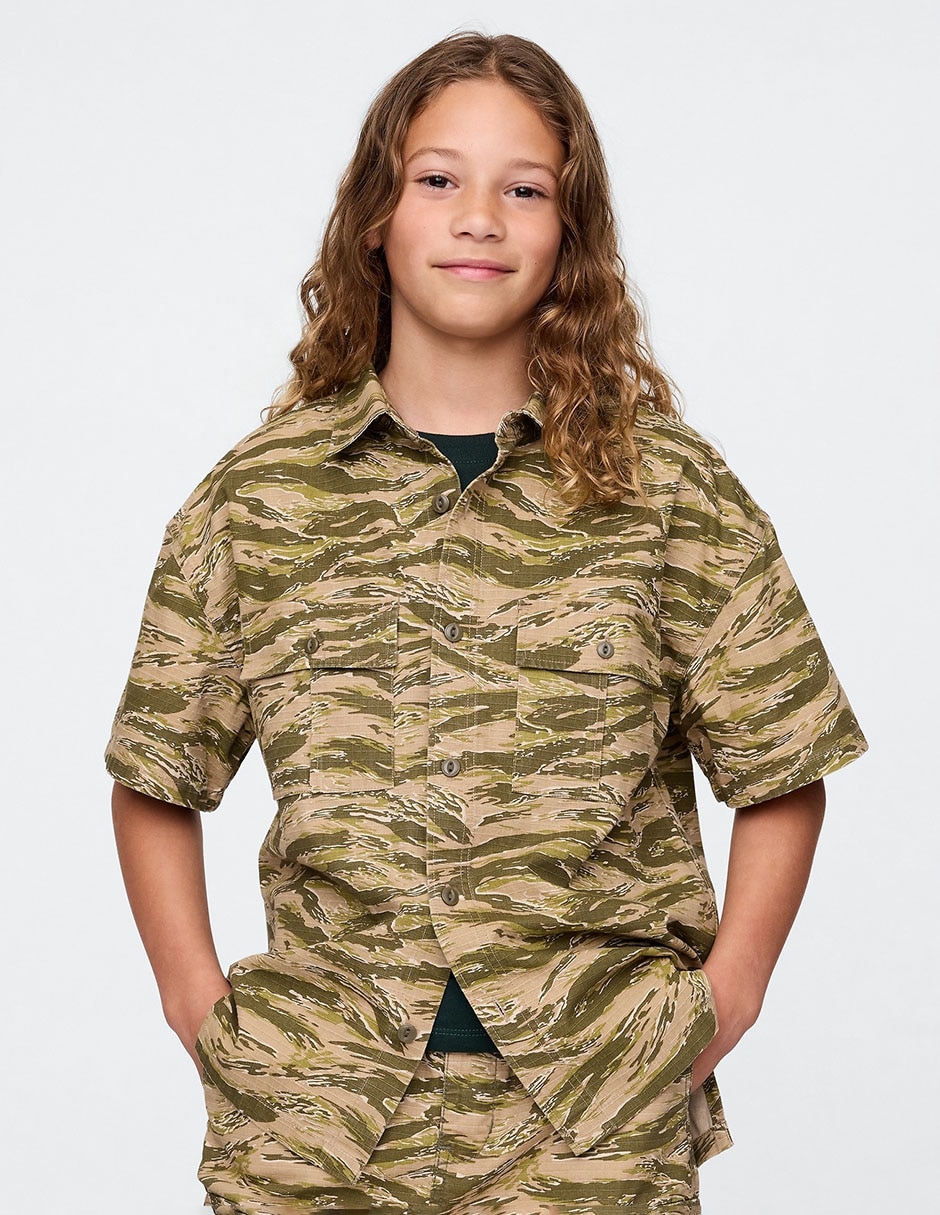 Camisa casual de algodón manga corta para niño