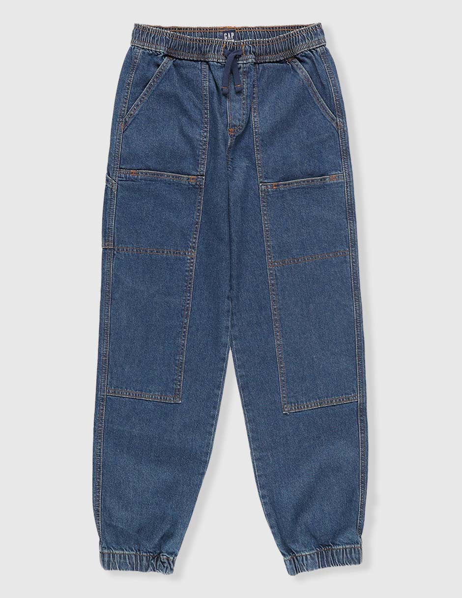 Jeans jogger straight lavado medio para niño Jeans jogger straight lavado medio para niño