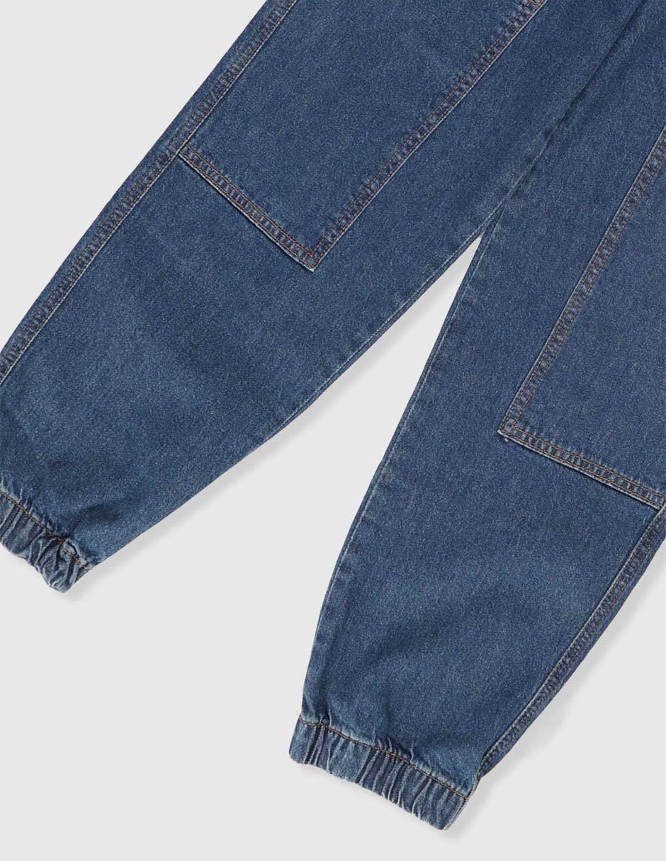 Jeans jogger straight lavado medio para niño 4