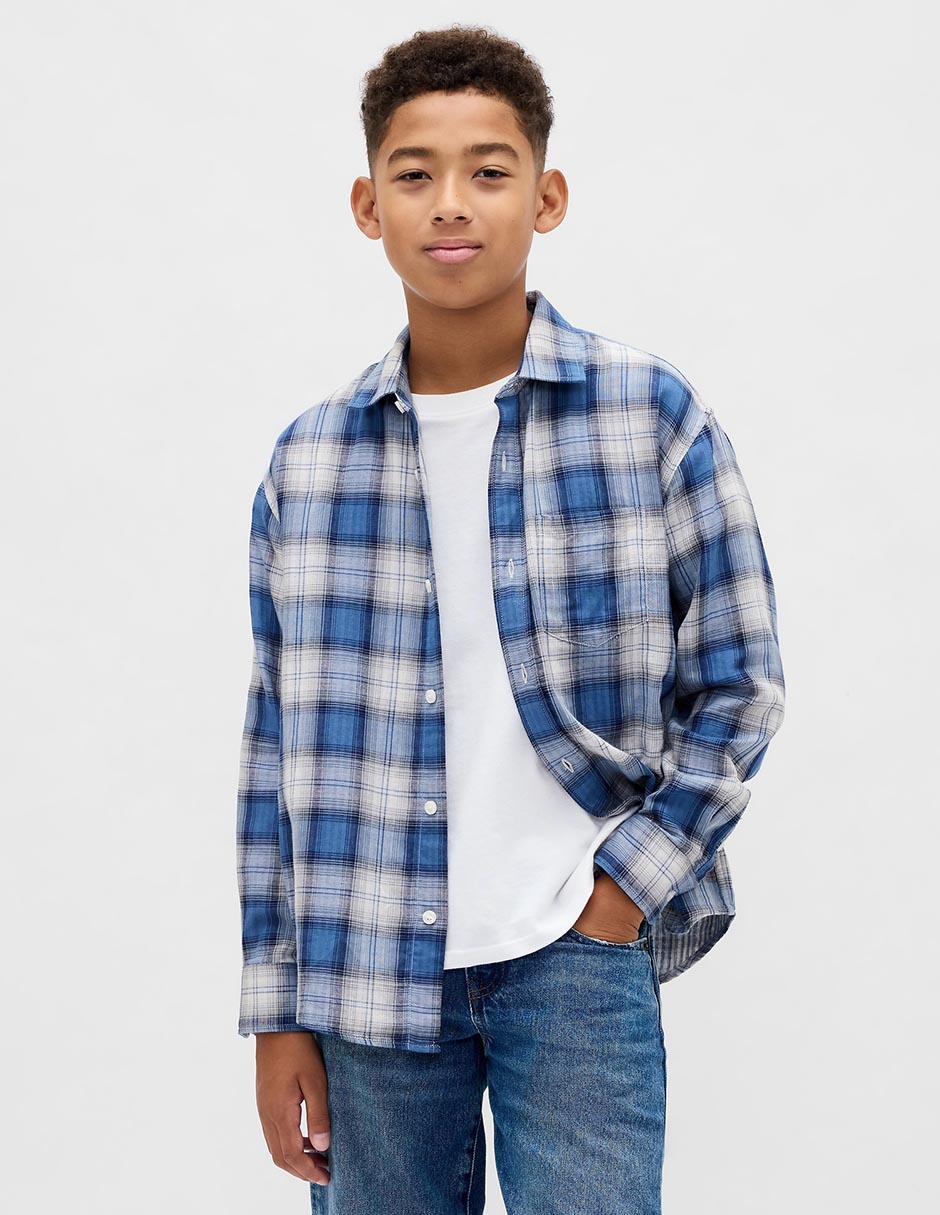 Camisa casual de algodón manga larga para niño Camisa casual de algodón manga larga para niño