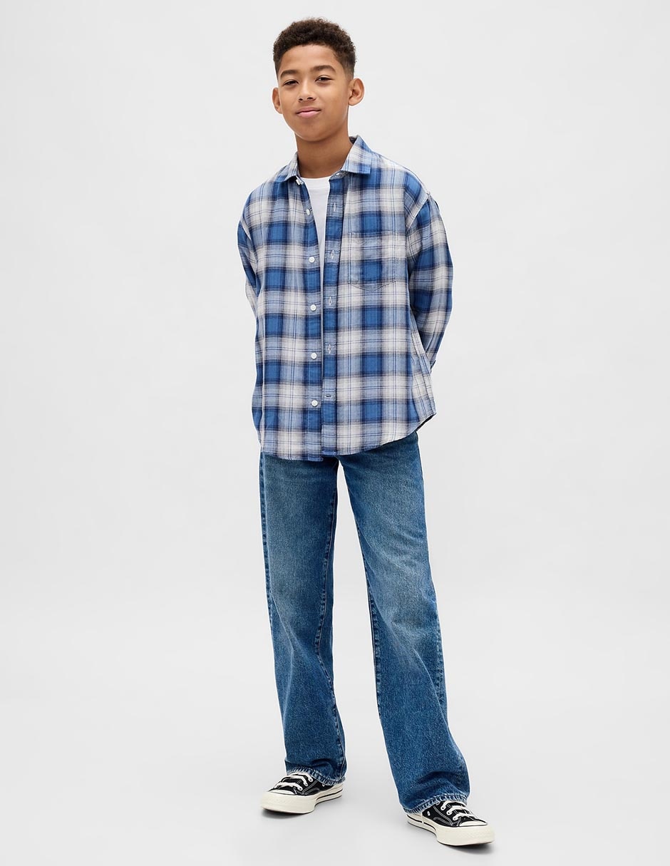 Camisa casual de algodón manga larga para niño 4