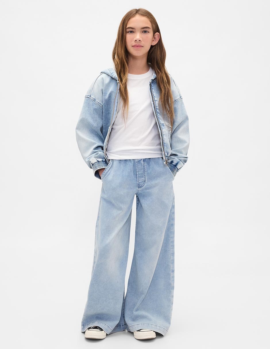Jeans baggy lavado claro para niña 3
