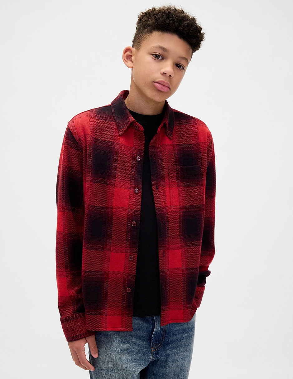 Camisa casual de algodón manga larga para niño