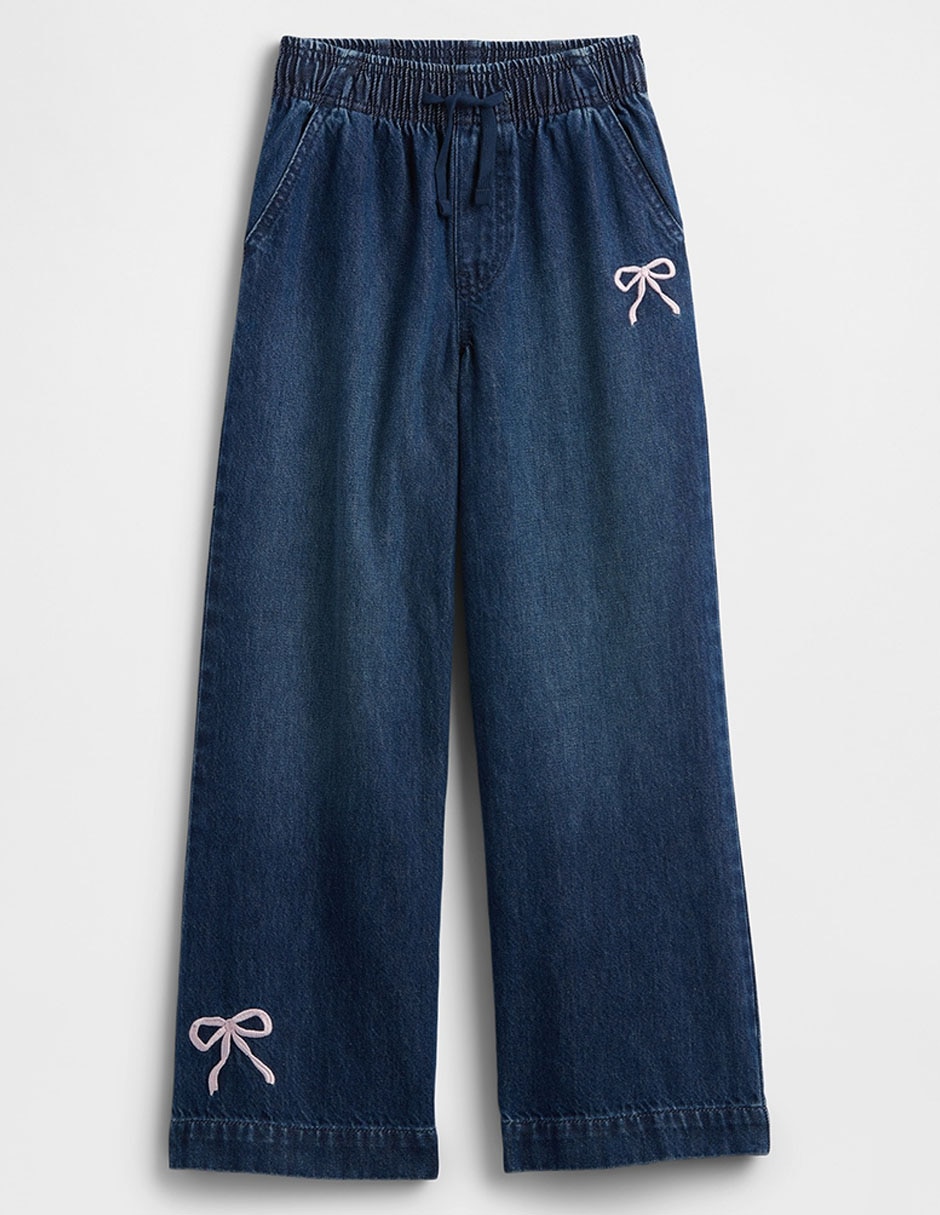 Jeans straight lavado obscuro para niña