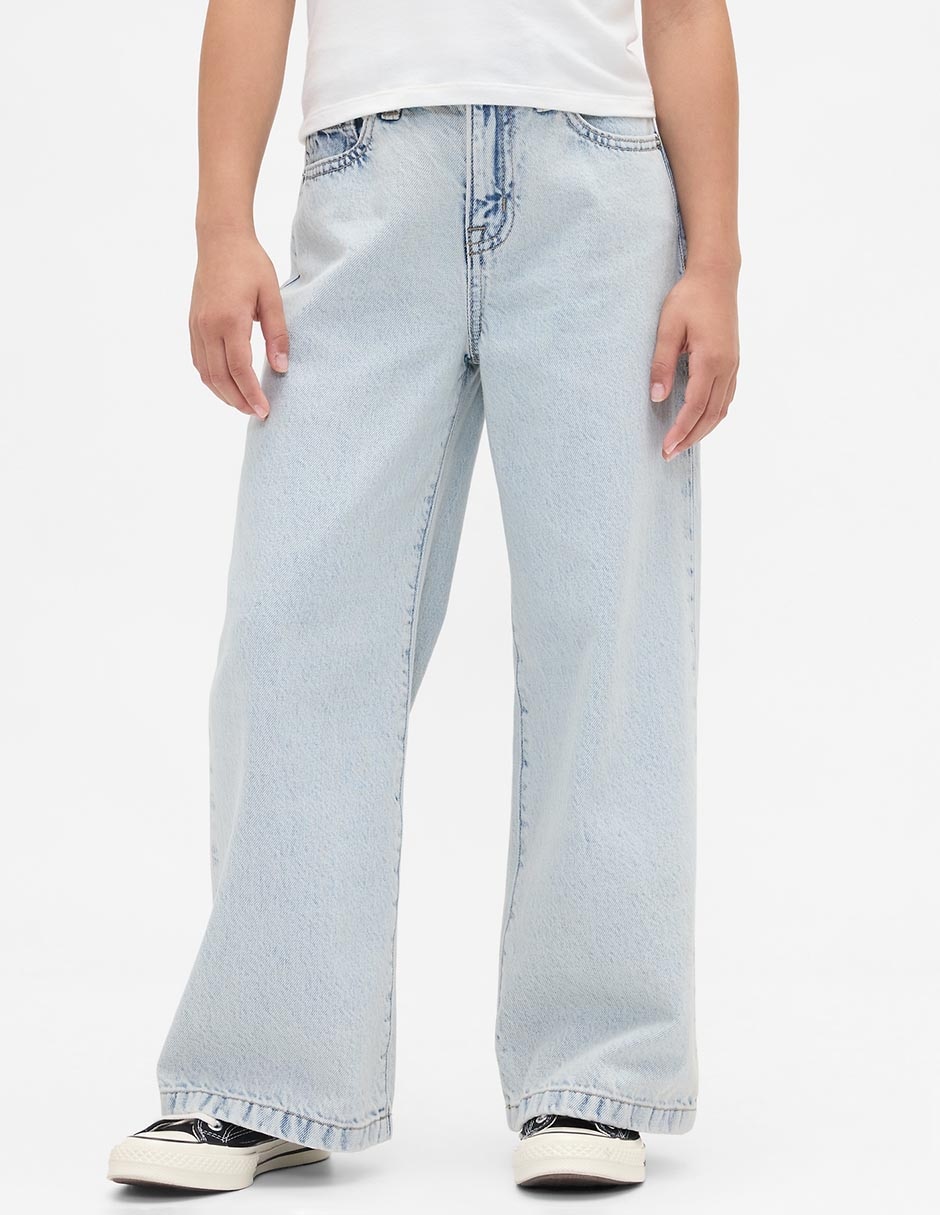 Jeans relaxed amplio lavado claro para niña Jeans relaxed amplio lavado claro para niña