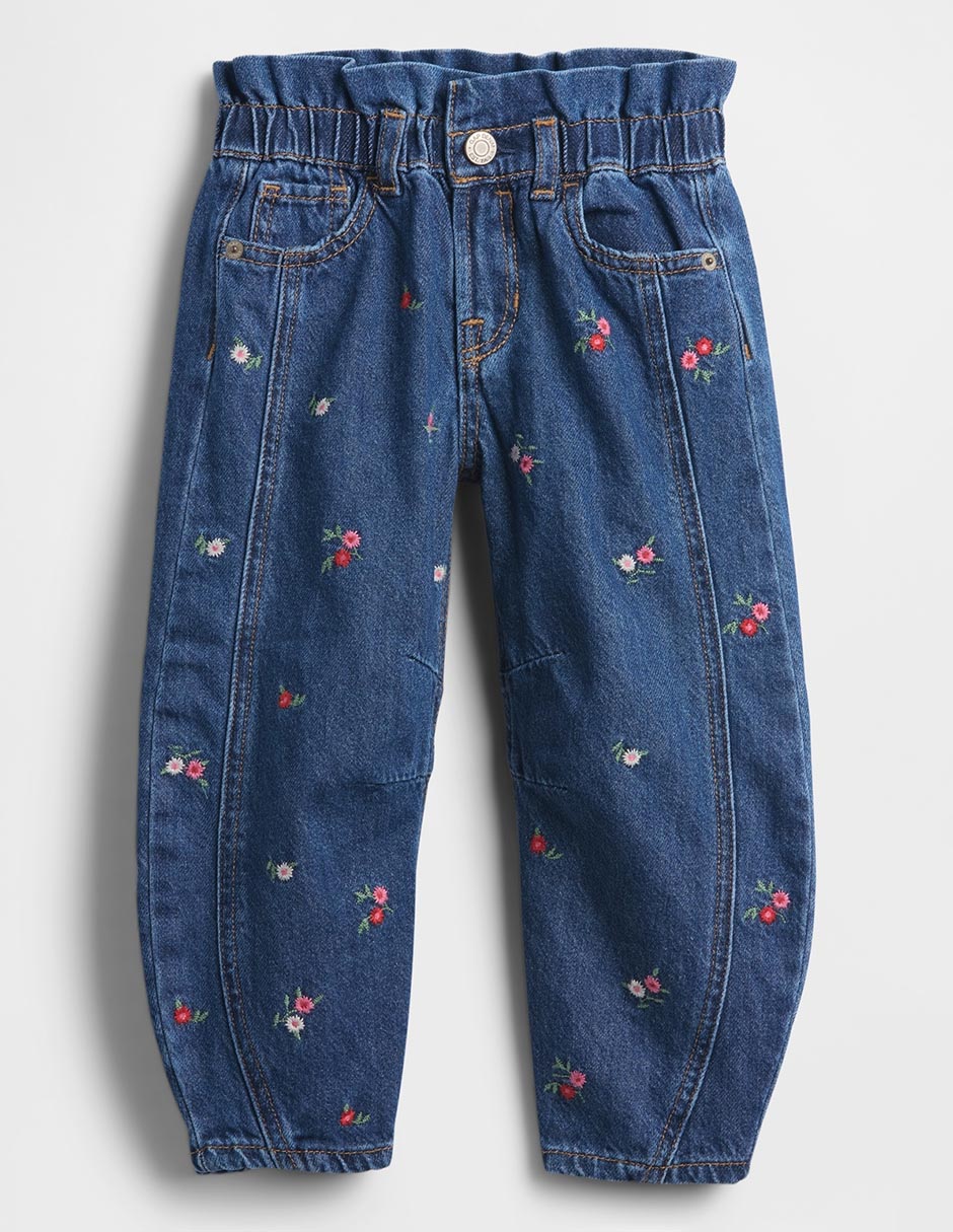 Jeans relaxed amplio lavado obscuro para niña