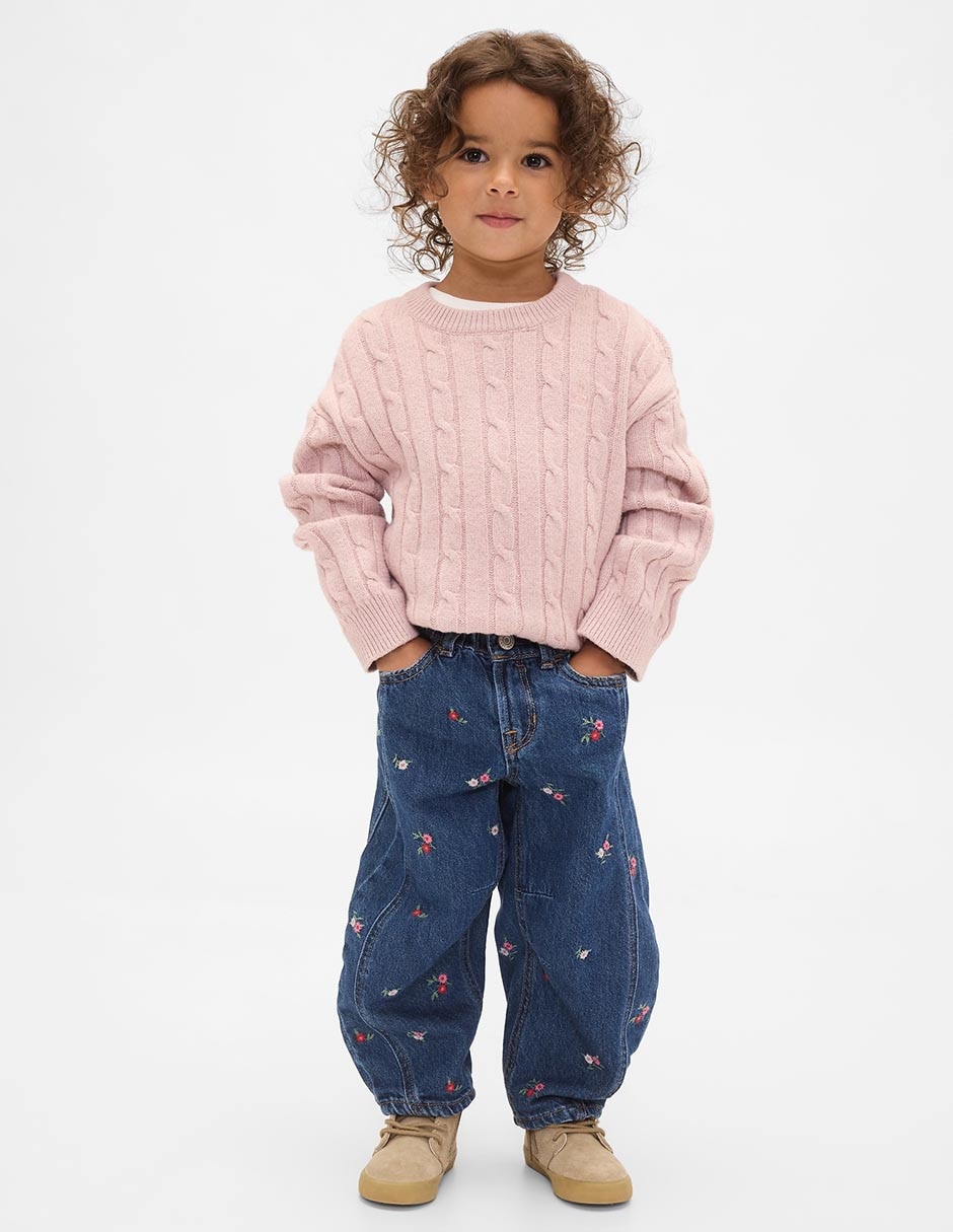 Jeans relaxed amplio lavado obscuro para niña 2